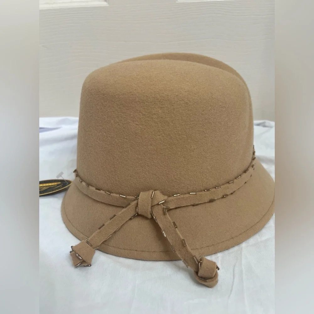 Tan 100% wool Hat with Braided Detail - Picture 1 of 8